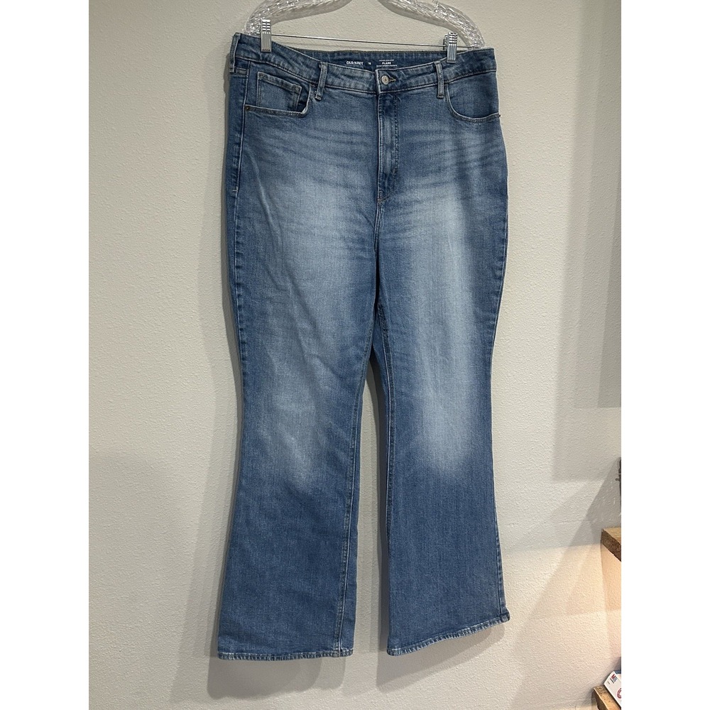 OLD NAVY SZ 16 FLARE Cotton Spandex Blue High Rise Jeans Stretch Comfort - Picture 2 of 9